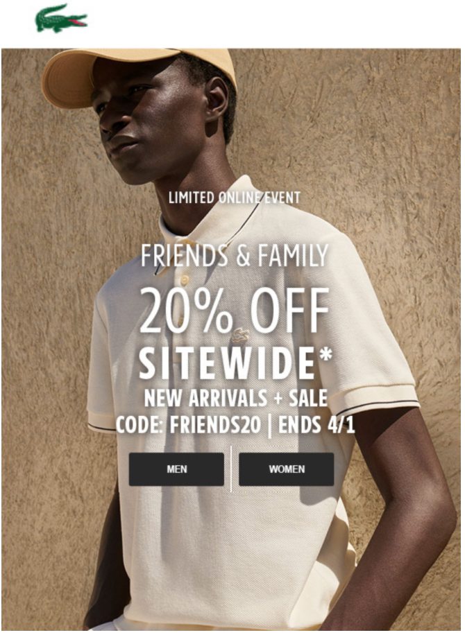 lacoste free shipping code