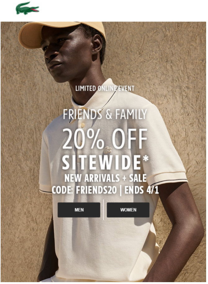 lacoste promo code online