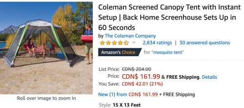 Amazon Canada Deals: Save 21% on Coleman Screened Canopy Tent + 23% on