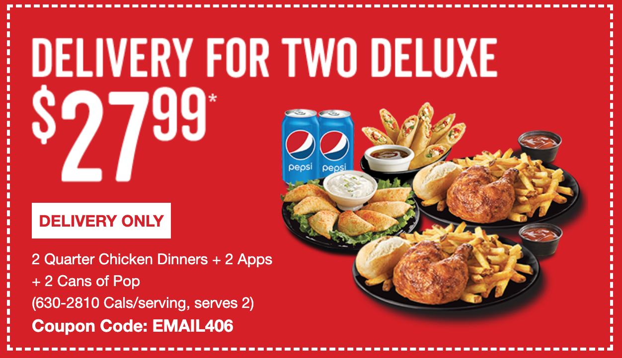 Swiss Chalet Canada Coupons 2 Deluxe Delivery Dinner For 27.99 Hot