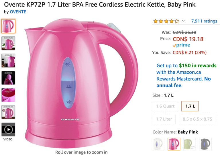 Amazon Canada Deals Save 21 On Ovente Cordless Electric Kettle 54 