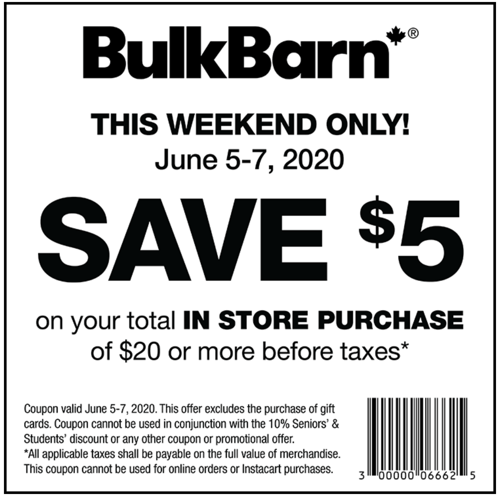 Bulk Barn Canada Coupons and Flyer Offers Save 5 Off Your Purchase