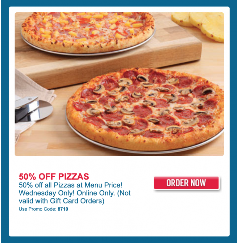 Domino’s Pizza Canada Special Offer Today, Save 50 Off All Pizzas
