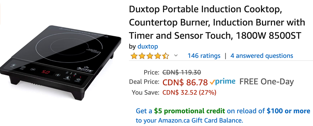 Duxtop Portable Induction Cooktop Countertop Burner Induction Burner with Timer and Sensor Touch 1800W