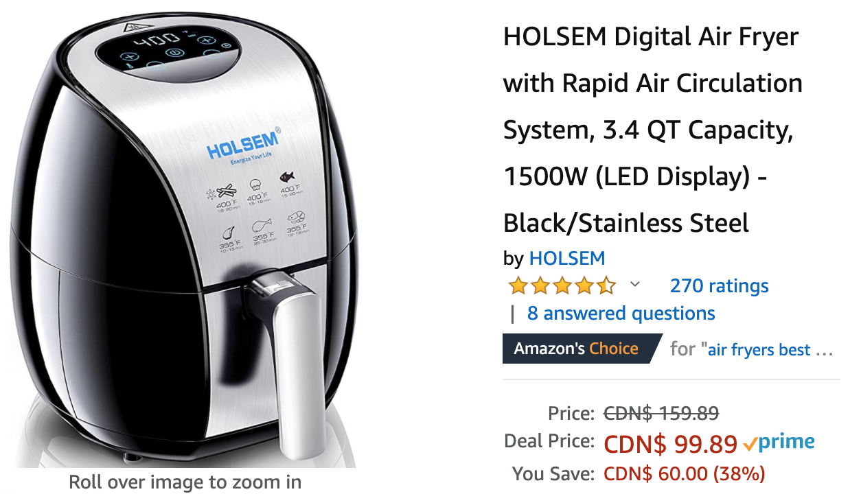 Holsem air outlet fryer