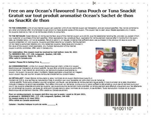 Canadian Coupons: Free Ocean's Flavoured Tuna Pouch or Tuna Snackit ...