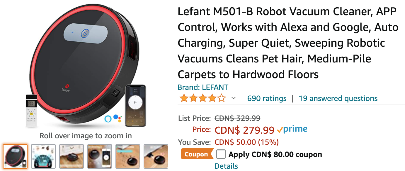 LIGHTNING DEAL + BEST PRICE: Lefant Robot Vacuum Cleaner