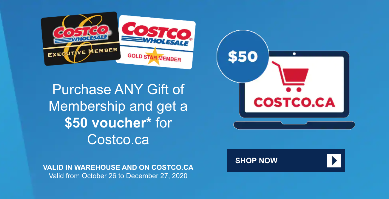 Costco Canada Offers Get a FREE 50 Online Voucher When You Purchase Any Costco Gift of