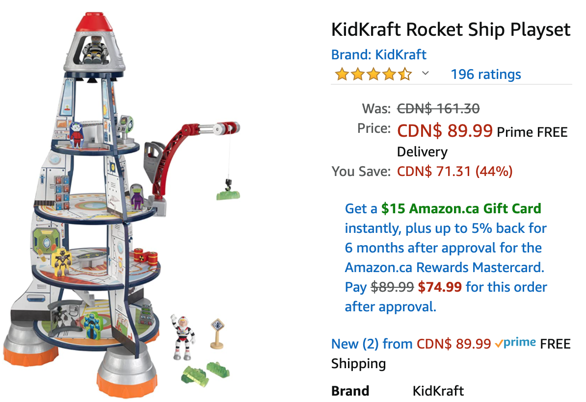 Amazon Canada Deals Save 44 On Kidkraft Rocket Ship Playset 41 On Usb Magnetic Cable More Offers Canadian Freebies Coupons Deals Bargains Flyers Contests Canada