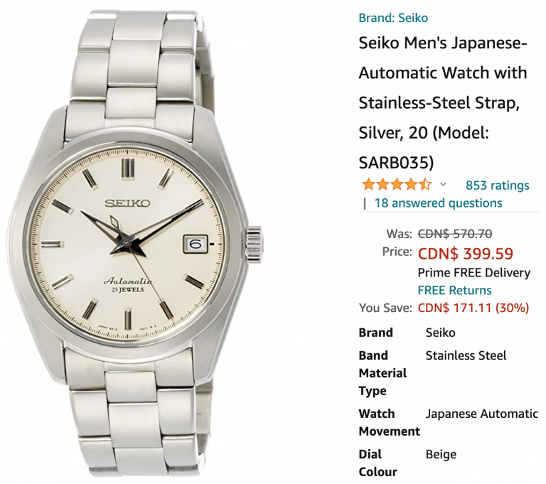 Amazon Canada Pre Black Friday Deals Save 30 on Seiko Men's Japanese