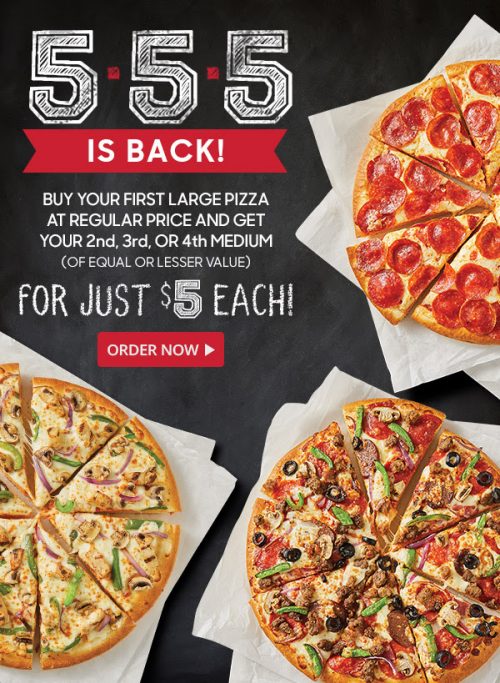 Pizza Hut Canada 5 5 5 Offers Order Any Large Pizza and Get the 2nd