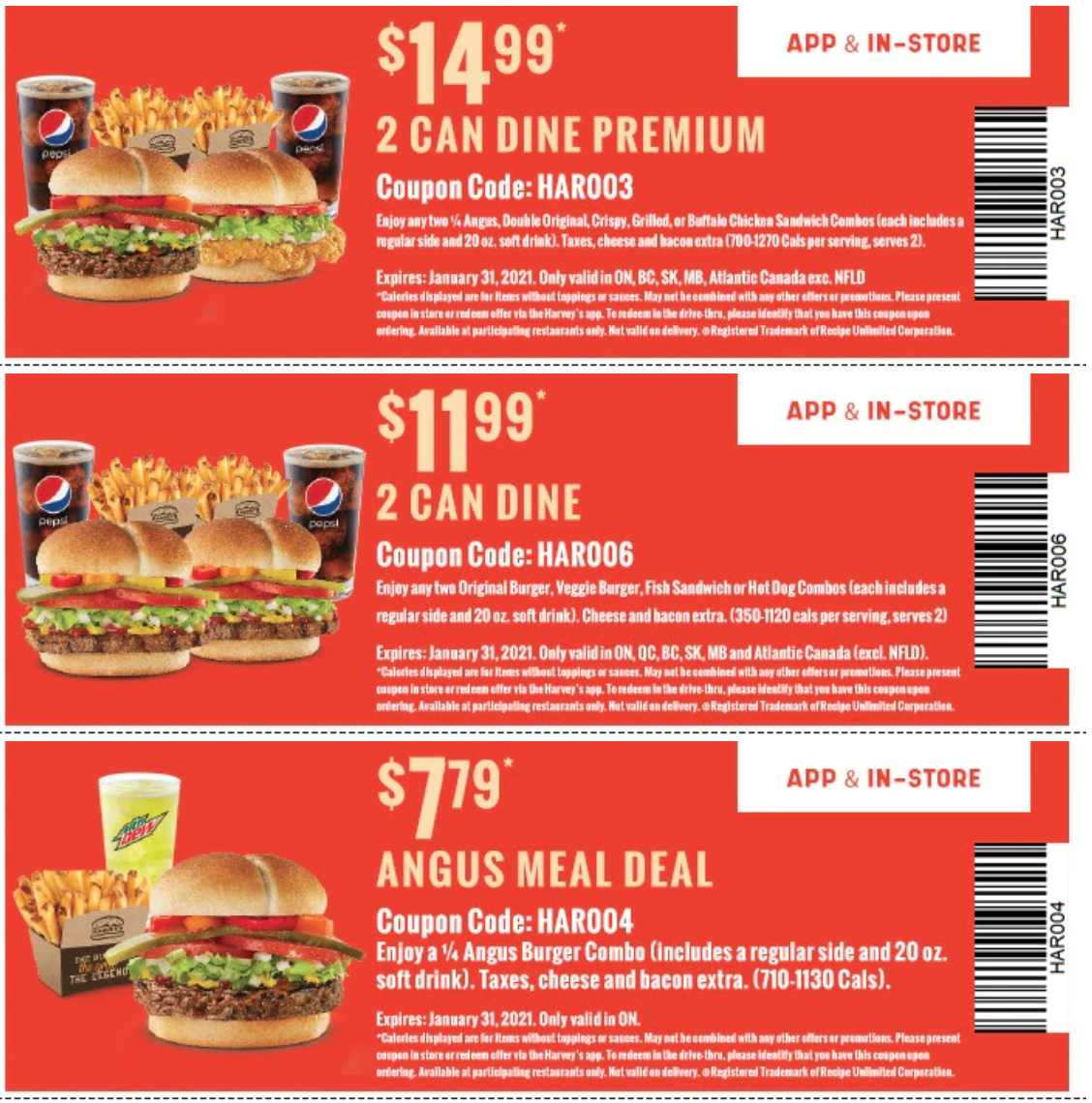 Harvey’s Canada Digital Coupons Two Original Burger or Veggie Burger