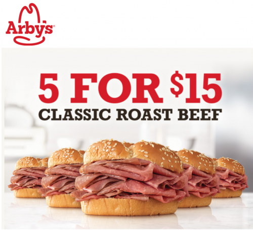 Arby's Canada Promotion: Enjoy 5 For $15 Classic Roast Beef Sandwich ...
