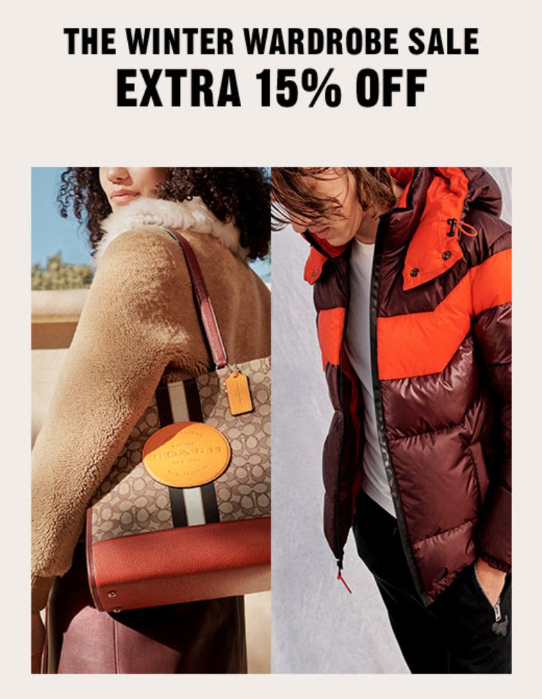 Coach Outlet Canada Winter Wardrobe Sale: Save up to 70% off + an Extra 15%  Off with Coupon Code + More Deals! - Canadian Freebies, Coupons, Deals,  Bargains, Flyers, Contests Canada Canadian