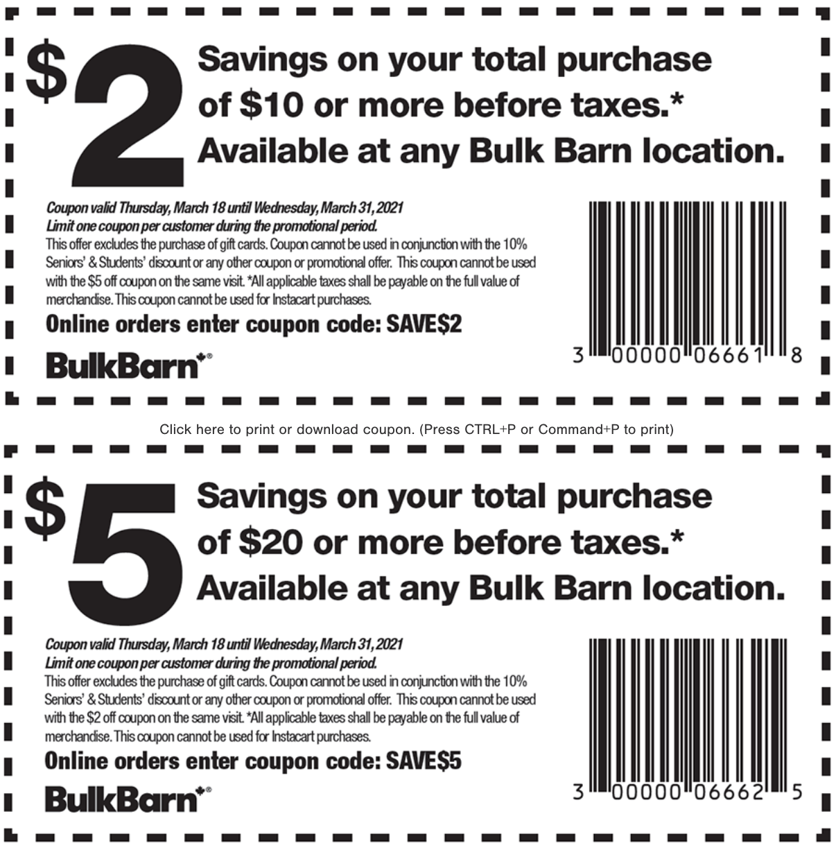 Bulk Barn Canada Coupons and Flyer Deals Save 2 to 5 Off Your