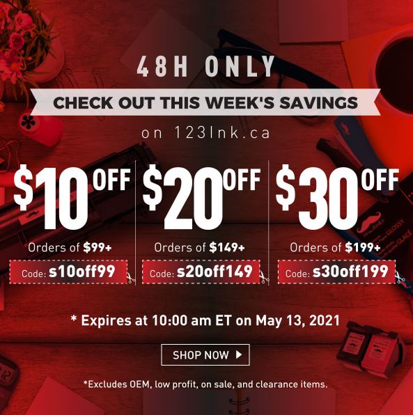 123Ink Canada Deals: Save Up to $30 OFF w/ Your Purchase $99 + Up to 60 ...