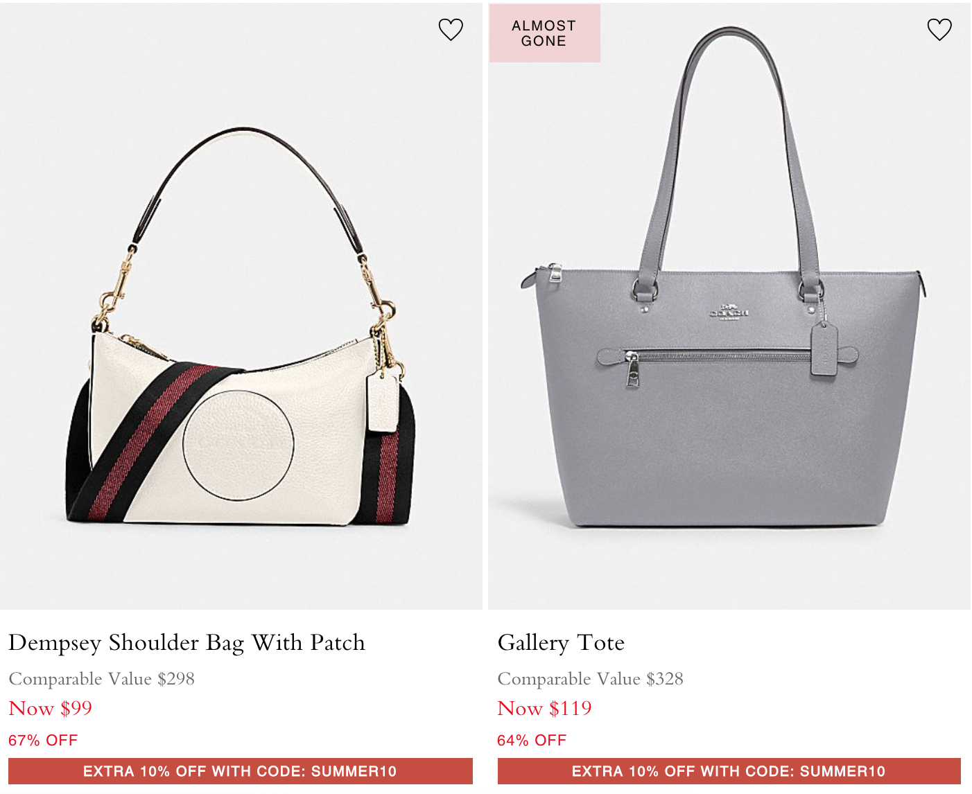 Coach outlet save 10 hot sale