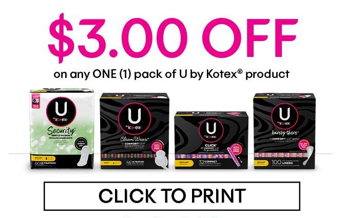 New U By Kotex Canada Printable Coupons Available Canadian Freebies