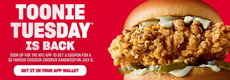 Kfc canada toonie tuesday is back canadian freebies coupons deals bargains flyers 