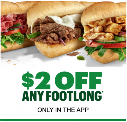 Subway Canada App Promotions: Get $2 off Any Footlong! | Canadian Freebies, Coupons, Deals ...