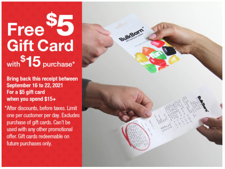 Bulk Barn Canada Promotions FREE 5 Gift Card with 15 Purchase