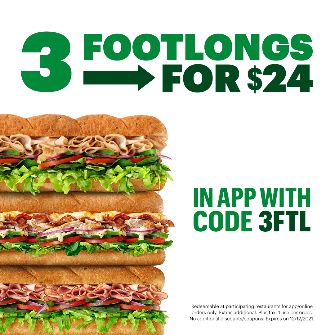 Subway Canada Promos FREE Sandwich With Gift Card Purchase + 2