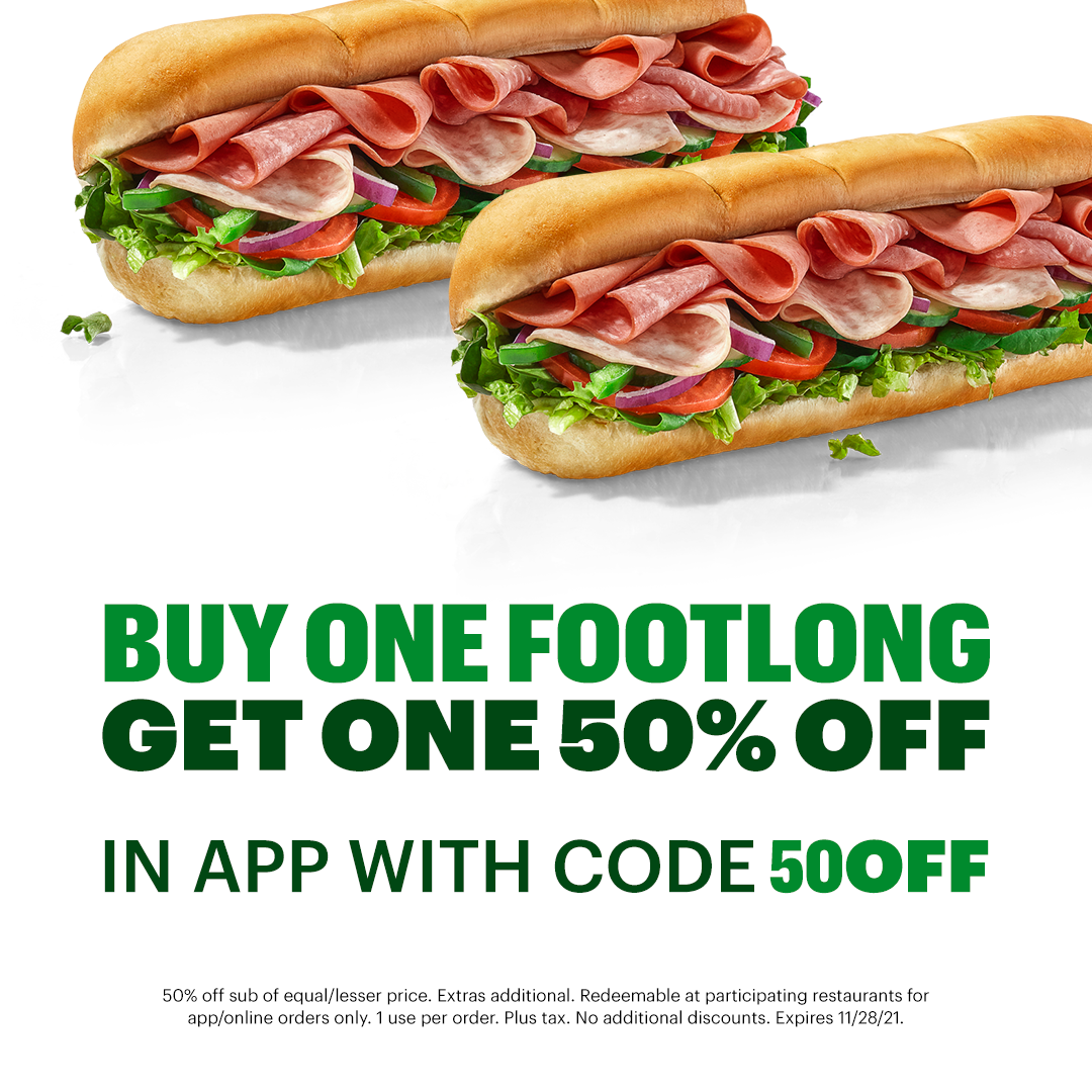 Subway Canada Promos BOGO 50 Off + Footlong combo for 10 Canadian