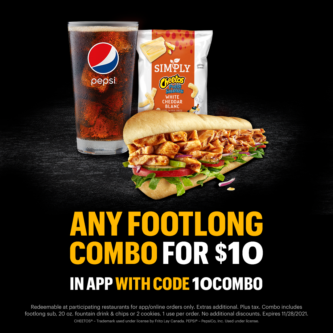 Subway Canada Promos BOGO 50 Off + Footlong combo for 10 Canadian