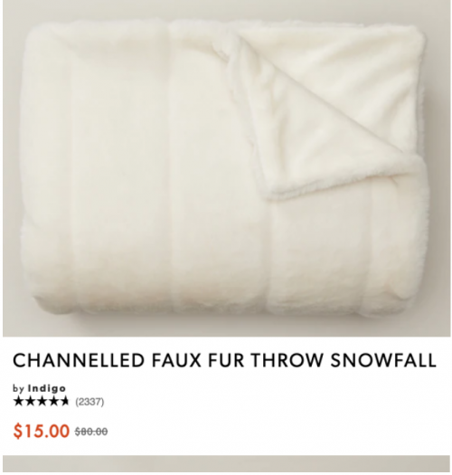 Indigo Canada Deals Save 81 off on Channelled Faux Fur Throw, Now for