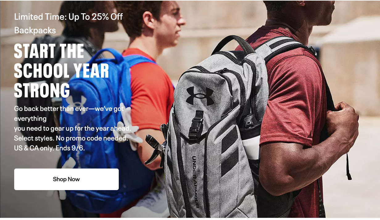 Under Armour Canada Back to School Deals Save up to 25 Off