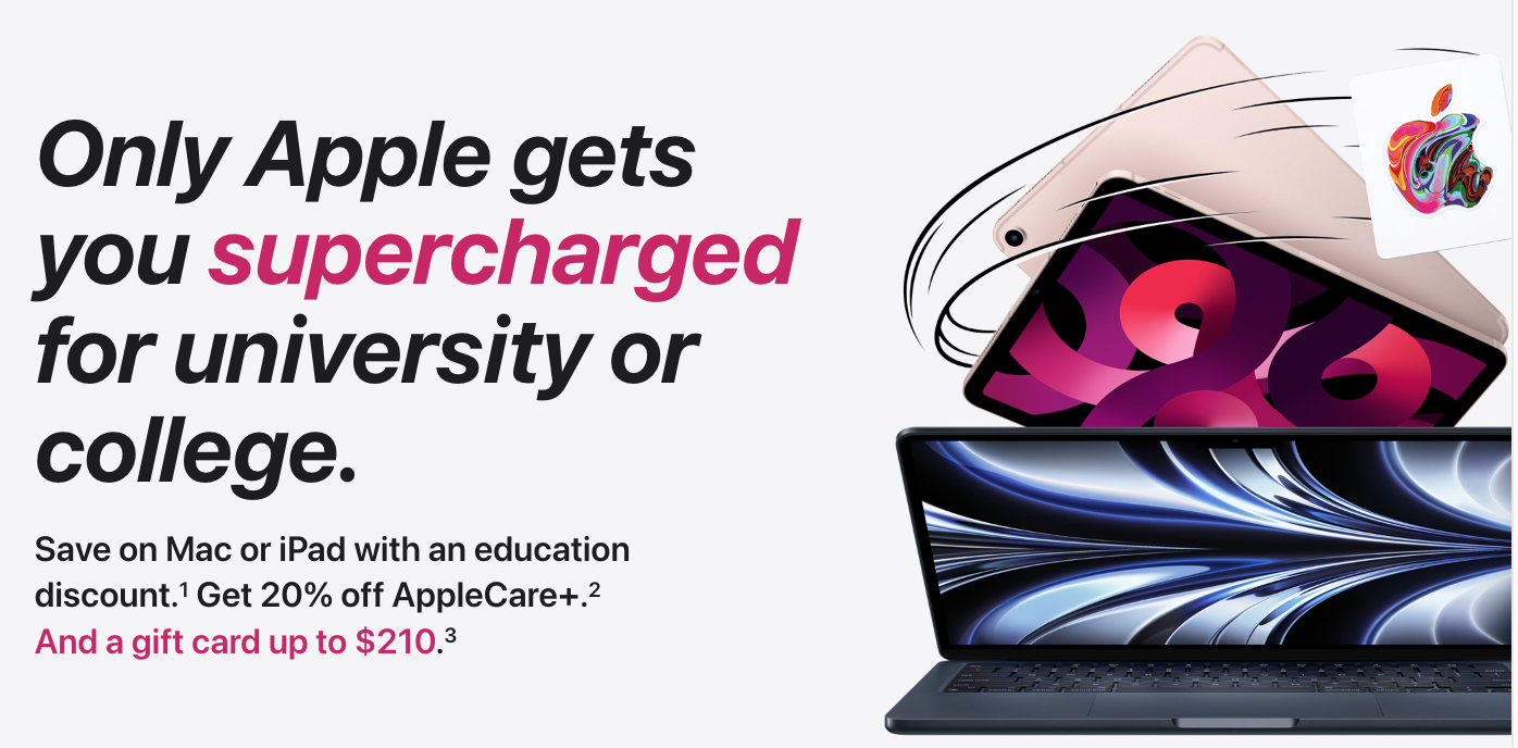 Apple Canada Back to School Sale FREE Apple Gift Card (140 or 210