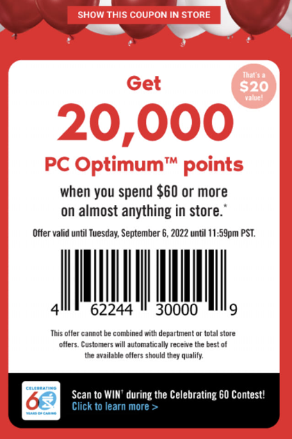 Shoppers Drug Mart Canada Tuesday Text Offer: Get 20,000 PC