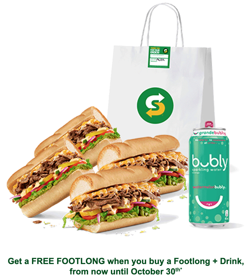 Subway Canada Promotions Buy A Footlong & Drink and Enjoy FREE