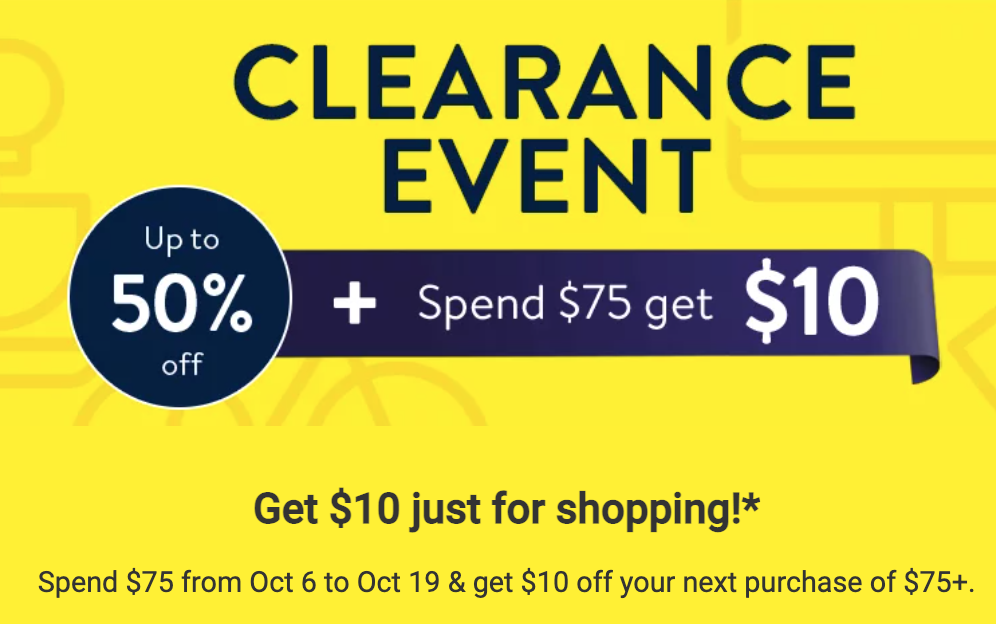 Walmart Canada Clearance Sale Save 10 Off your 75 Purchase + up to