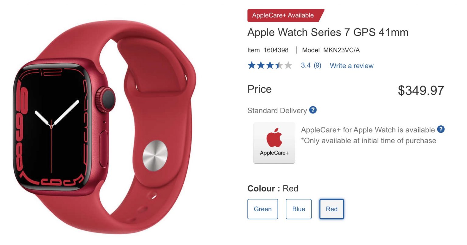 Costco.ca Apple Watch Series 7 GPS 41mm (Red) 349.97 Canadian