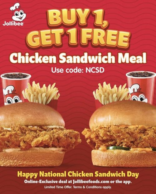 Jollibee Canada Promo Code Buy 1 Chicken Sandwich Meal Get 1 Free