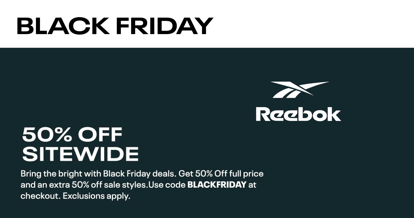 Instalación lapso búnker Reebok Canada Black Friday Sale Deals 2022: 50% off Sitewide with Promo  Code - Canadian Freebies, Coupons, Deals, Bargains, Flyers, Contests Canada  Canadian Freebies, Coupons, Deals, Bargains, Flyers, Contests Canada