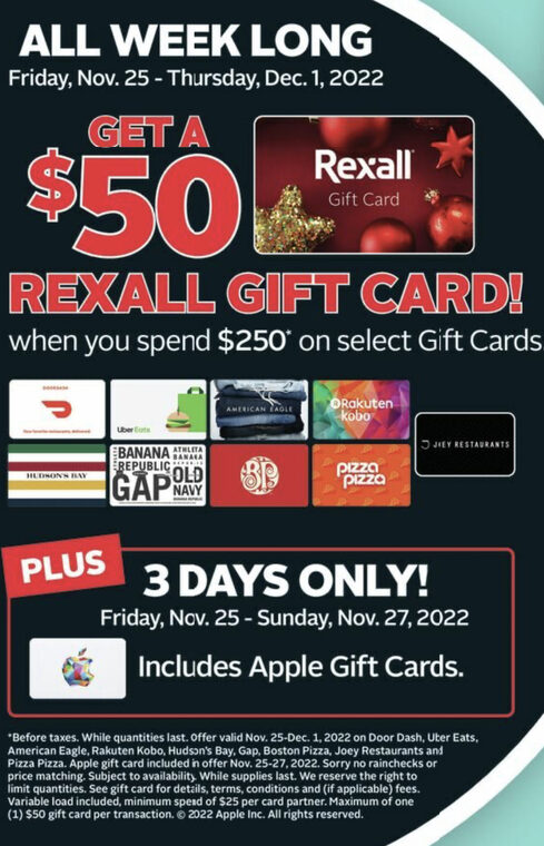 Rexall Black Friday Promotion Deal: Get a FREE $50 Rexall Gift