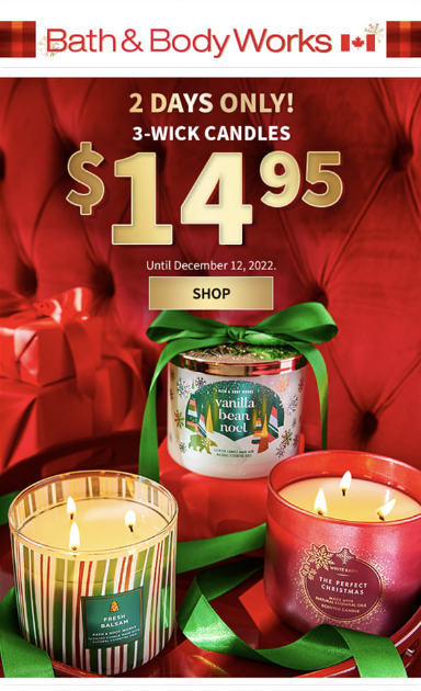 $5 3 wick candle bath and body works