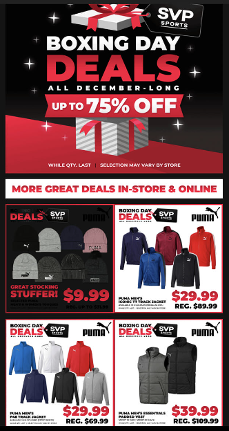SVP Sports Canada Boxing Day Deals: Save up to 75% All December Long -  Canadian Freebies, Coupons, Deals, Bargains, Flyers, Contests Canada  Canadian Freebies, Coupons, Deals, Bargains, Flyers, Contests Canada