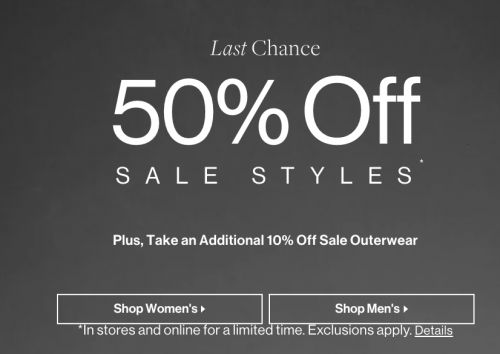 Club Monaco Canada Last Chance Sale: Save 50% OFF Many Sale Styles + Extra 10% OFF Sale Outerwear - Hot Canada Deals