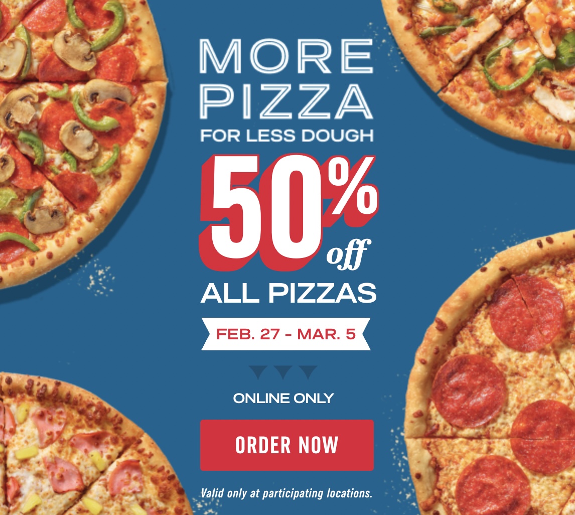 Dominos Pizza Canada Delivery Online 50 off Deal & Promo Coupon Code