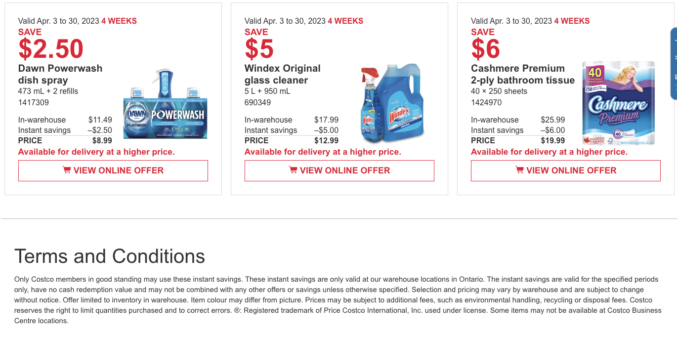 Costco Canada Coupons/Flyers Deals at All Costco Wholesale Warehouses