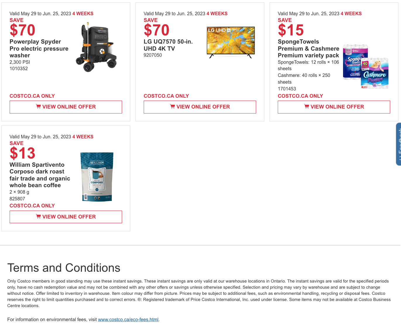 Costco Canada Coupons/Flyers Deals at All Costco Wholesale Warehouses