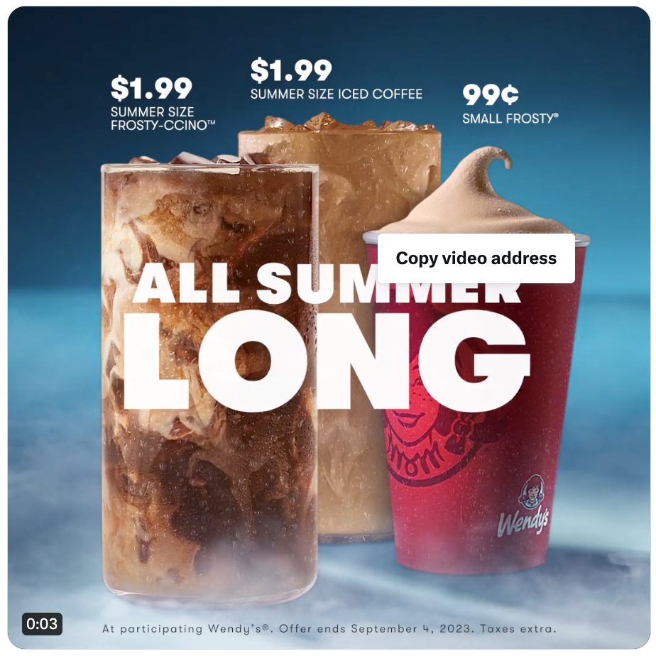 Wendy's Canada Summer Offers 99¢ Small Frosty & 1.99 FrostyCcino or