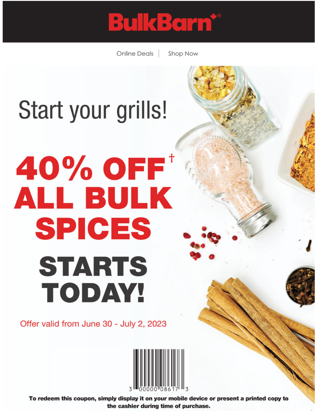 Bulk Barn Canada Deals Save 40 off ALL Bulk Spices! This weekend only