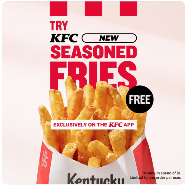 KFC Canada FREE New Seasoned Fries with a Minimum 1 Spend Canadian