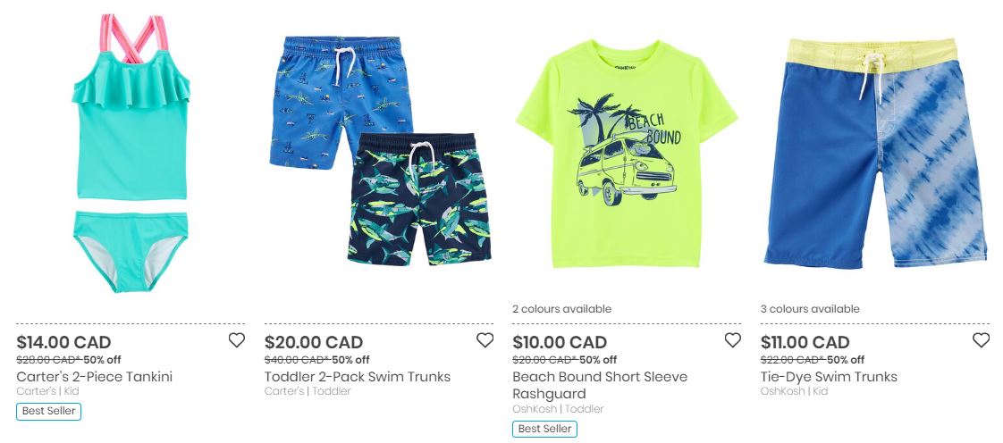 Carter's OshKosh B'gosh Canada: Summer Heat Sale 50% off + Baby Deals  Starting at $9 + More - Canadian Freebies, Coupons, Deals, Bargains,  Flyers, Contests Canada Canadian Freebies, Coupons, Deals, Bargains,  Flyers, Contests Canada