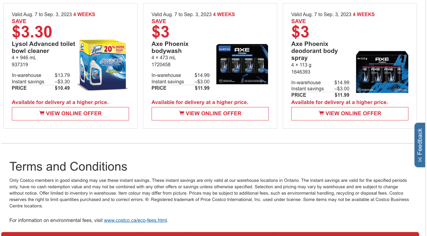 Costco Canada Coupons/Flyers Deals at All Costco Wholesale Warehouses in Canada, Until September