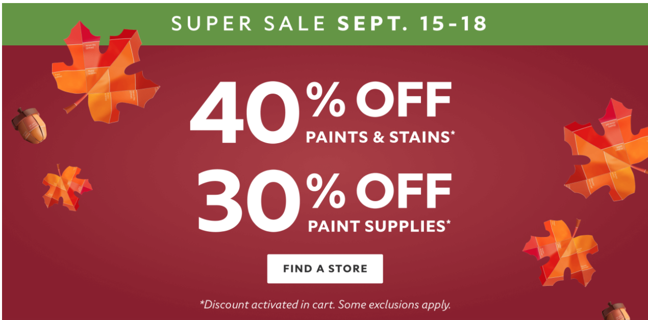 Sherwin Williams Canada Offers Save 40 Off Paint & Stains + 30 off